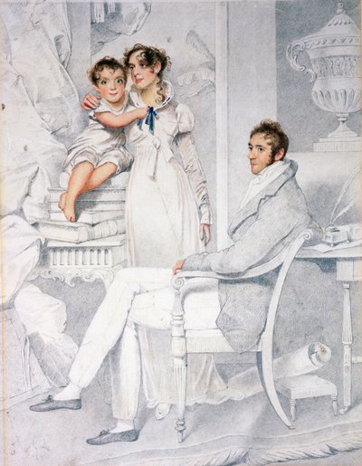 Mr and Mrs Richmond Thackeray and their son, William Makepeace Thackeray (1811-63) 1814 by George Chinnery